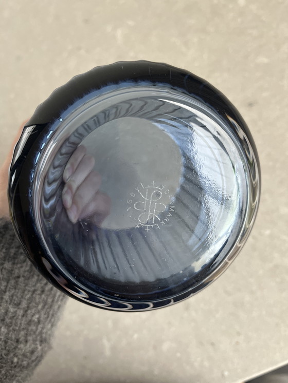 Image 1 of Lyngby blauwe theelichthouder in fluted glas 