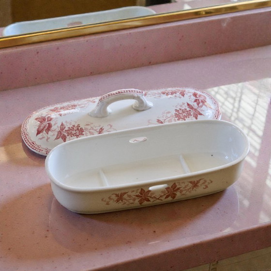 Image 1 of 19th century comb holder, Dutch ironstone, signed Maastricht "Spring"