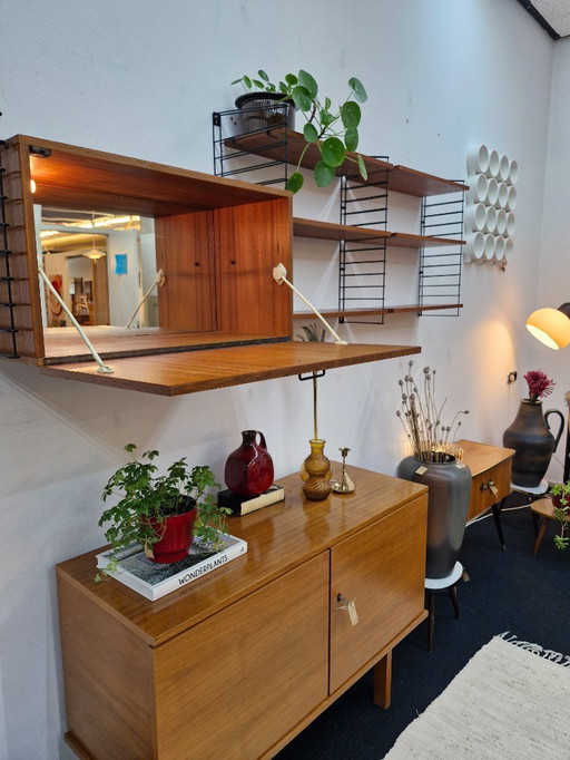 Vintage Wall System/Wall Cabinet With Bar Cabinet Musterring 70s