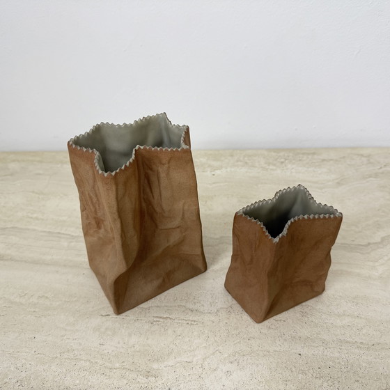Image 1 of Set of 2 Rosenthal Paper Bag Vases by Tapio Wirkkala, 1970s