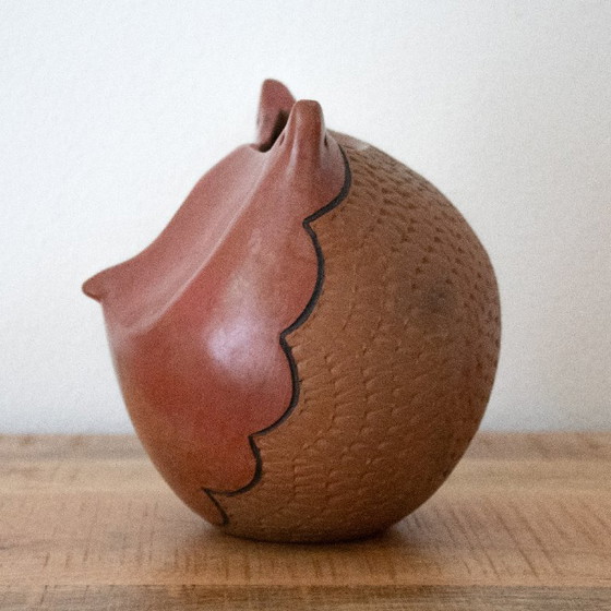 Image 1 of Abstract Terracotta Owl Vase