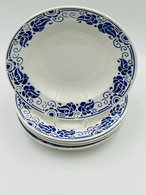 Set van 6 Boch soepborden in kasjmierblauw. – Boch La Louvière, Servies, Ceramic (photo 3 of 10)
