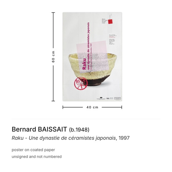 Bernard Baissait Poster Raku - Een dynastie van Japanse keramisten 1997 – Paper (photo 3 of 5)