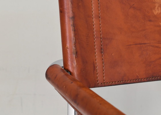 Image 1 of Chaise Mart Stam S34 en chrome et cuir selle par Fasem – années 1970