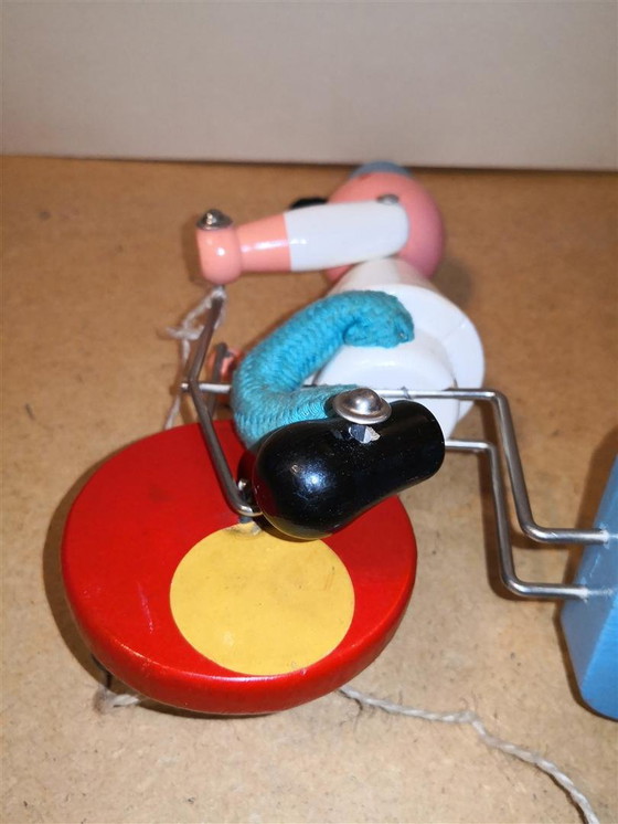 Image 1 of Rare Jouet Ancien Vilac En Bois Rétro Vintage Livreur De Lait Sur Tricycle / 60's