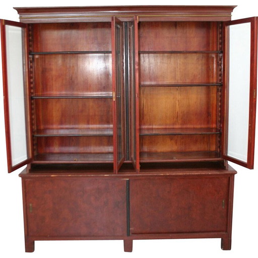 Bibliothèque et armoire vintage avec portes en verre, 1930
