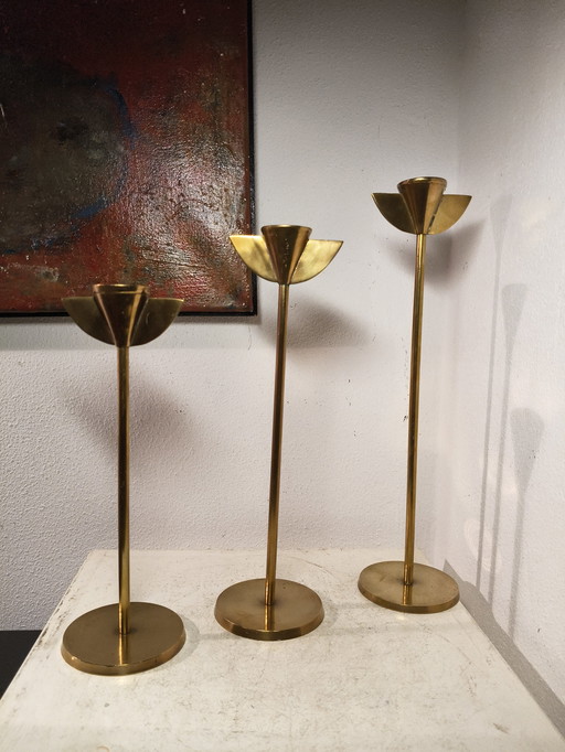 2448 Vintage design eighties Memphis stijl messing kandelaars 