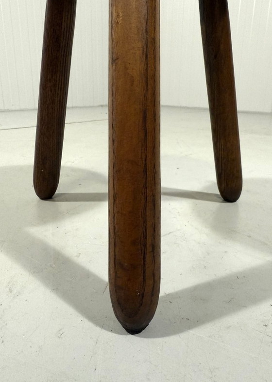 Image 1 of French Solid Oak Stool 1960's