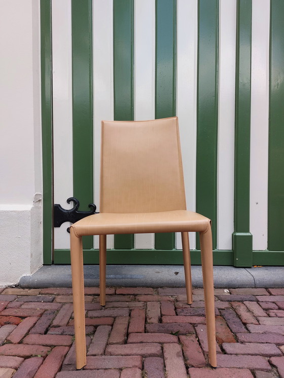 Image 1 of 6 x Kamel-Leder-Esszimmerstühle