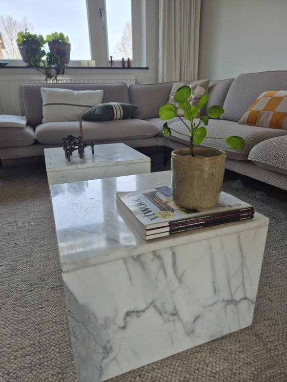 Image 1 of 2x vintage Carrara marble coffee tables