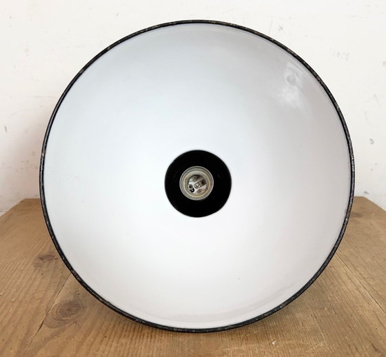 Image 1 of Black Enamel Industrial Pendant Lamp from AEG, 1930s