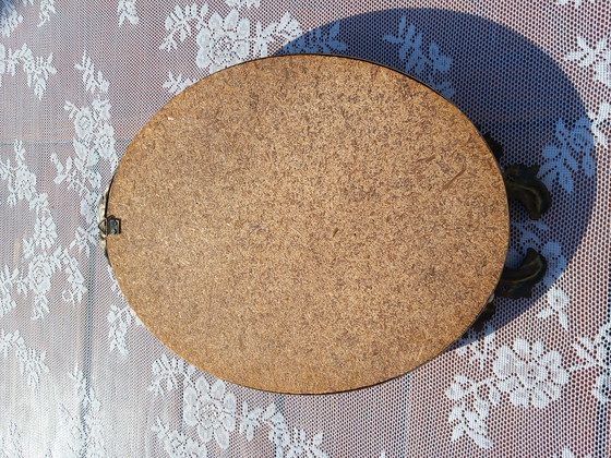 Image 1 of Vintage Ovale spiegel met bronzen messing omlijsting