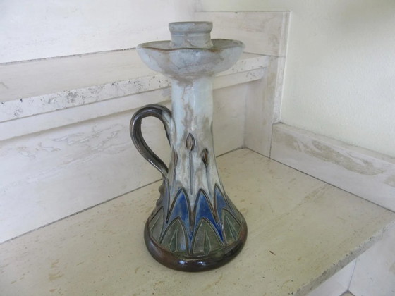 Ceramic Candlestick Candle Holder Jules Jacquemart Gres De La Roche MCM (photo 2 of 9)