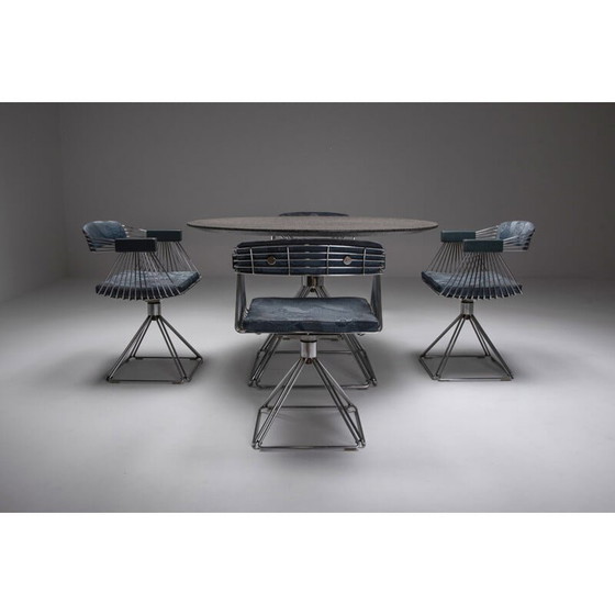 Image 1 of Novalux modern chrome plated steel wire dining set by Rudi Verelst, 1970