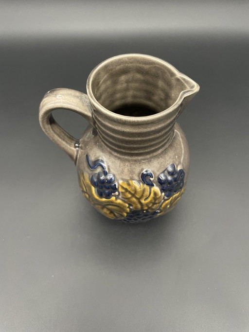 Vintage Ceramic Jug with Grape Relief – probably Bay Keramik – vazen (photo 2 of 6)