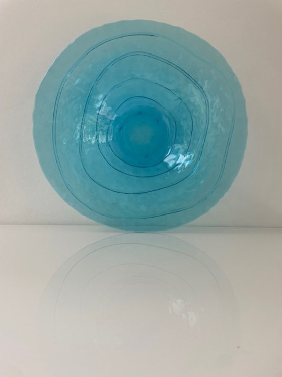Image 1 of Mouth-blown glass bowl light blue 35 cm