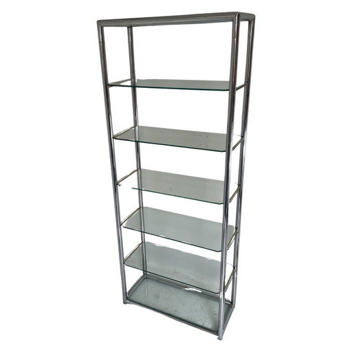Display case- bauhaus style - chrome with glass - 1970's