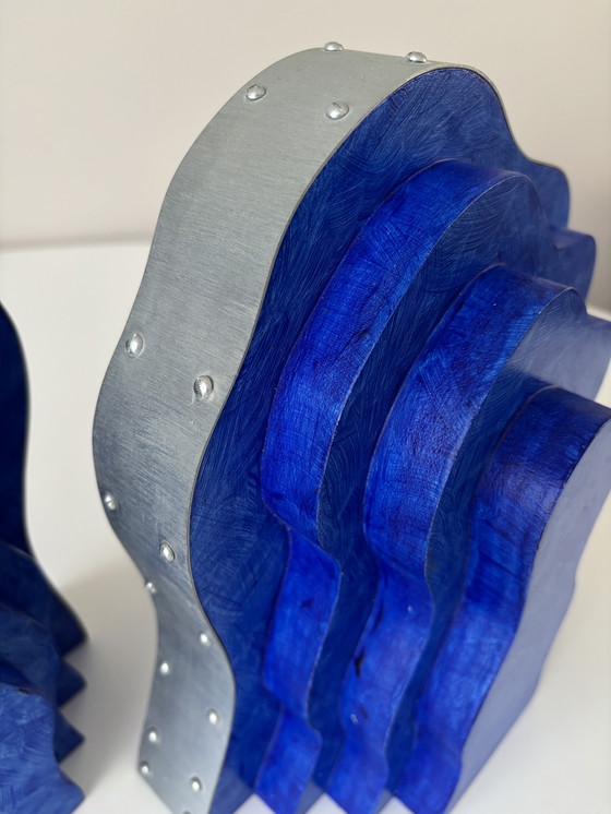 Image 1 of Boekensteunen “blue clouds” Ineke Otten Dutch design 