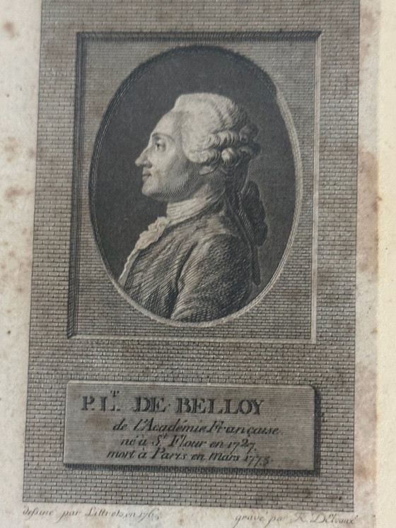 18th Century Engraving, Pierre-Laurent de Belloy, Delvaux, Framed, Art Prints, Wood, Paper, White (photo 3 of 15)