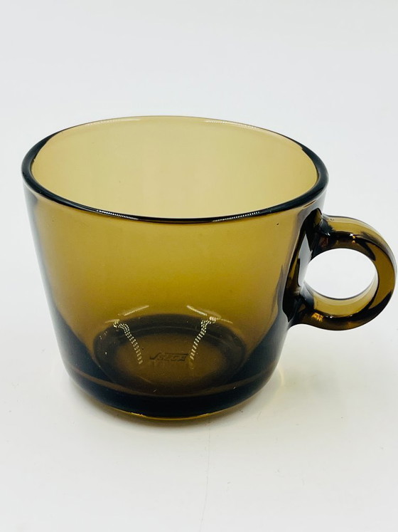 Image 1 of Set van 6 vintage amberkleurige glazen bekers van Seca Service Station