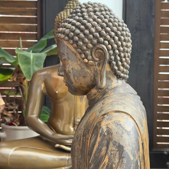 Buda japonés, c. 1900 (período Meiji o finales del siglo XIX / principios del XX), bronce con restos de (photo 7 of 11)