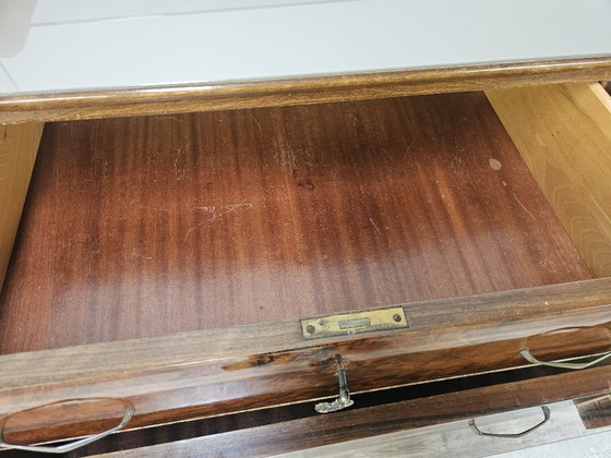 Image 1 of Walnut Burl Chest of Drawers with Double Glass Top