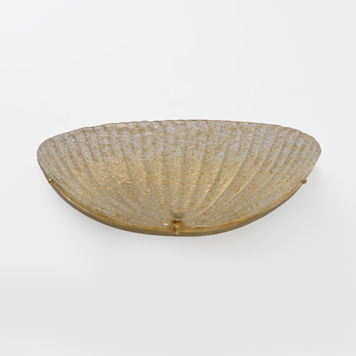 Paire d'appliques à coquille en verre de Murano de style Barovier Mid Century Modern