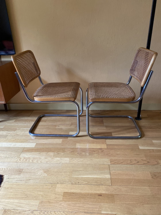 2 Thonet Wicker Stoelen – Eetkamerstoelen, Metal, Wood (photo 14 of 15)