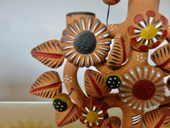 Image 1 of Mexikanische Terrakotta-Kronleuchter „Baum des Lebens“, Terrakotta „Arbol de la Vida“, 1970