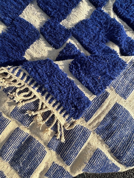 Image 1 of Alfombra bereber azul marroquí Mrirt de lana 200x300 cm – Alfombra bereber neutra tejida a mano
