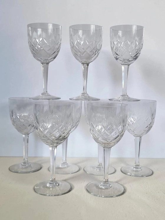 9 cut crystal wine/water glasses – Glass & Decanter, Art Deco (photo 3 of 6)