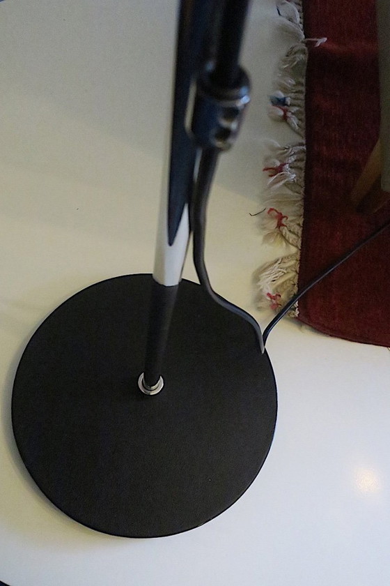 Image 1 of Cocoon vloerlamp met patchwork kap en met leer beklede voet, jaren 60