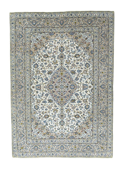 Alfombra oriental de corcho Kashan anudada a mano – 350 x 252 cm