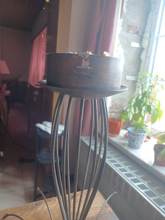 Image 1 of Unique set of 2 vintage design slender lamps - Brutalist ceiling lamps black - 12 light points