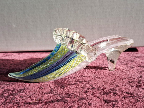 Multicolor filigree blown glass shoe from Murano, 14.5 cm, Decorative Objects, Blue (photo 2 of 10)