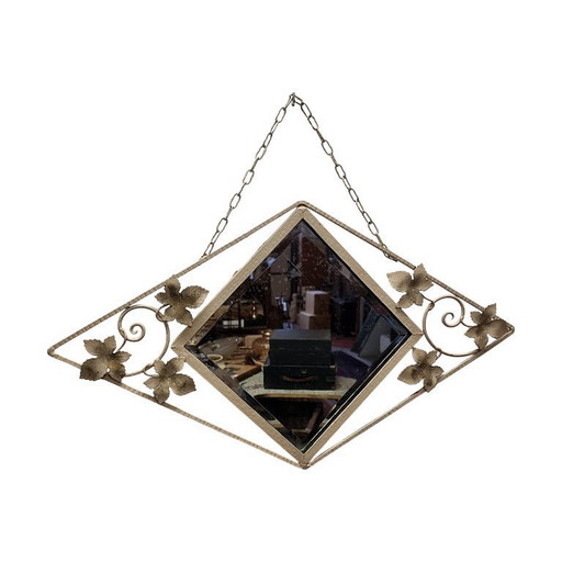 Frans Art Deco metalen spiegel, circa 1930