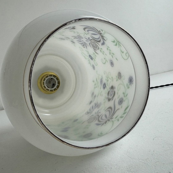 OLD LARGE OPALINE PENDANT LAMP 1970 VINTAGE – Glass (photo 8 of 8)