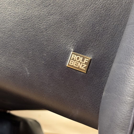 Image 1 of Blue Leather Rolf Benz 6500 Relax Chair by Matthias Hoffmann, 1985