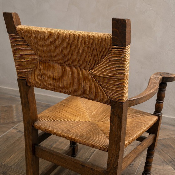 Image 1 of Rustieke fauteuil van gevlochten riet, jaren 1960-1970