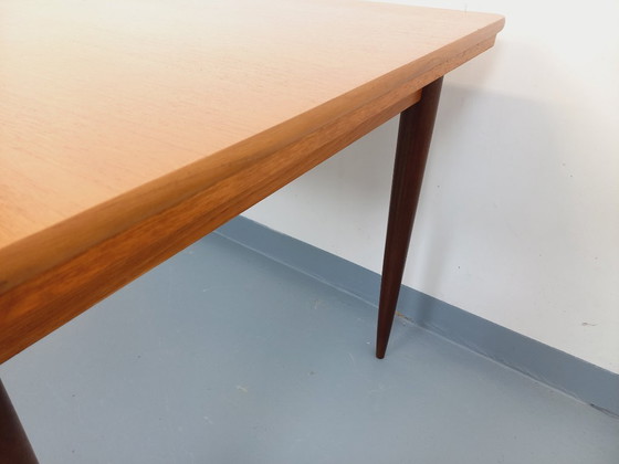 Image 1 of Rectangular Scandinavian-style vintage dining table from the 1950s/60s in teak with extensions
