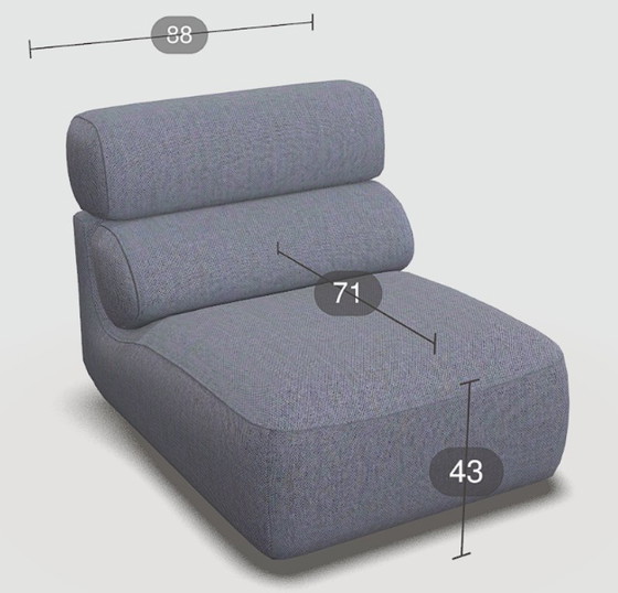 Image 1 of Tylko Sessel mit tiefem Armlehnenbezug aus blauer Wolle