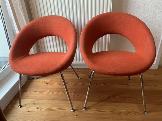 2x Artifort Nina Stühle – Esszimmerstühle, Stoff, Chrom (photo 2 of 5)