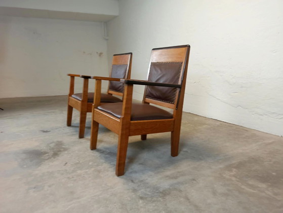2 x Art Deco armchairs – Skai, Wood (photo 4 of 15)