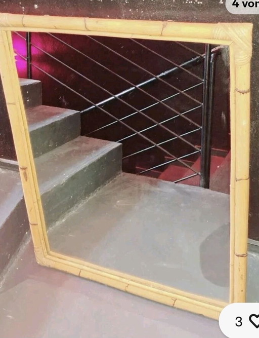 Rare Rausch Karlsruhe / Admacor Bamboo Mirror – 1970s Mid-Century (100x80 cm / 25kg)