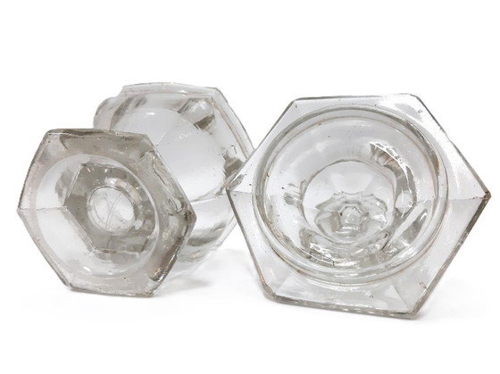 Image 1 of Bocal en verre d'apothicaire à l'ancienne avec couvercle, antique