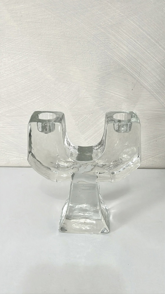 Image 1 of Pukeberg Brutalistisch glazen kandelaar, 1970