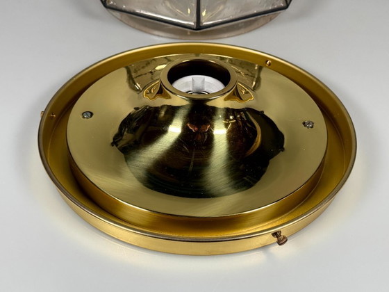 Image 1 of 1960s/70s ceiling lamp, Glashütte Limburg, Germany, Plafoniere, glass & metal