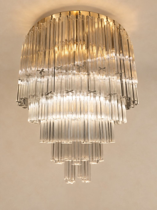 Vintage Italian Cris Big Crystal Chandelier, 1970s – Ø 60 cm