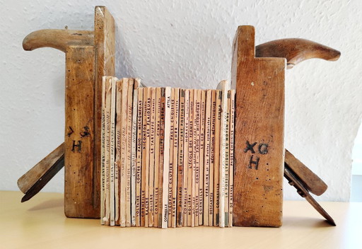 Vintage Industrial Wooden Plane Bookends | Signed XGH | 1950s