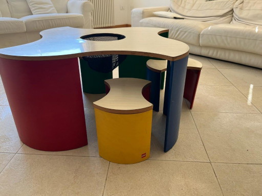 LEGO Puzzle Tisch mit 4 originalen Hockern, dänisches Design 90er Jahre